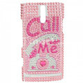 Bling Call me Rhinestone Crystal Cases Covers for Sony Ericsson LT26i Xperia S - Pink