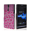 Bling Heart Rhinestone Crystal Cases Covers for Sony Ericsson LT26i Xperia S - Pink