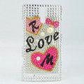 Bling I love you Rhinestone Crystal Cases Covers for Sony Ericsson LT26i Xperia S - Rose