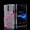Bling I love you Rhinestone Crystal Cases Covers for Sony Ericsson LT26i Xperia S - White