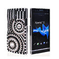 Bling Round Rhinestone Crystal Cases Covers for Sony Ericsson LT26i Xperia S - Black