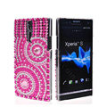 Bling Round Rhinestone Crystal Cases Covers for Sony Ericsson LT26i Xperia S - Pink