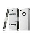 IMAK Slim leather Cases Luxury Holster Covers for iPhone 4G/4S - White