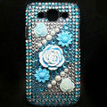 3D Flower Bling Crystal Cover Diamond Rhinestone Cases For Samsung Galaxy S III 3 i9300 I9308 - Blue