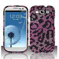 Leopard Bling Crystal Cover Rhinestone Diamond Cases For Samsung Galaxy S III 3 i9300 I9308 - Pink
