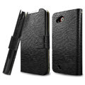 IMAK Slim leather Cases Luxury Holster Covers for HTC T328d Desire VC - Black