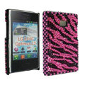 Bling Zebra Crystal Cover Diamond Rhinestone Cases for LG Optimus L3 E400 - Rose