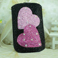 Luxury Bling Holster Covers Heart Crystal diamond Cases for iPhone 5 - Black