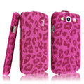 IMAK Leopard leather Cases Luxury Holster Covers for Samsung Galaxy SIII S3 I9300 I9308 I939 I535 - Rose