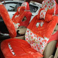 Bow Universal Auto Car Front Rear Seat Cover Cushion Set Plush 8pcs - Orange