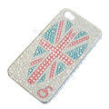 Bling S-warovski crystal cases Britain flag diamond covers for iPhone 5 - White