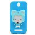 Cute Fox Silicone Cases Covers Skin for HTC T528t One ST - Blue