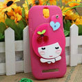 Cute Girl Silicone Cases Skin Covers for HTC T528t One ST - Rose