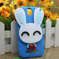 Cute Rabbit Silicone Cases Skin Covers for HTC T528t One ST - Blue