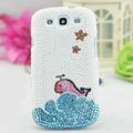 Whale Bling Crystal Case Pearls Covers for Samsung Galaxy SIII S3 I9300 I9308 I939 I535 - White