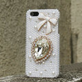 Bling Bowknot Crystal Cases Rhinestone Pearls Covers for iPhone 5 - White