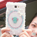 Bling Elephant Crystal Cases Pearls Covers Skin for Samsung N7100 GALAXY Note2 - White