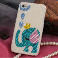 Bling Elephant Crystal Cases Pearls Covers for iPhone 4G/4S - White