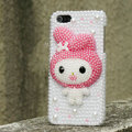 Bling Rabbit Crystal Cases Rhinestone Pearls Covers for iPhone 5 - Rose