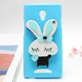 Rabbit Silicone Cases Mirror Cover Skin for OPPO U705T Ulike2 - Blue