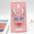 Rabbit Silicone Cases Mirror Covers Skin for OPPO U705T Ulike2 - Pink