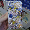 S-warovski crystal cases Flower Bling diamond pearl covers for iPhone 5 - Blue