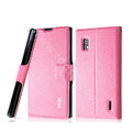 IMAK Slim leather Case support Holster Cover for LG E970 - Pink