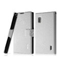 IMAK Slim leather Case support Holster Cover for LG E970 - White
