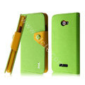 IMAK cross leather case Button holster holder cover for HTC X920e Droid DNA - Green