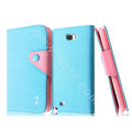 IMAK cross leather case Button holster holder cover for Samsung N7100 GALAXY Note2 - Blue