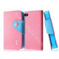IMAK cross leather case Button holster holder cover for iPhone 4G/4S - Pink