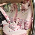 Floral print Bowknot Lace Universal Auto Car Seat Cover Set 21pcs ice silk - Pink