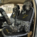 Zebra Lace Universal Auto Car Seat Cover Set 21pcs ice silk - Black
