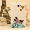 Bling Whale Crystal Cases Pearls Cover for Samsung GALAXY S4 I9500 SIV - White