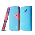 IMAK cross leather case Button holster holder cover for HUAWEI Ascend D2 - Blue