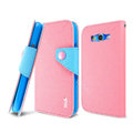IMAK cross leather case Button holster holder cover for Samsung i9080 i9082 Galaxy Grand DUOS - Pink