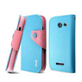 IMAK cross leather case Button holster holder cover for Coolpad 5890 - Blue