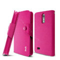 IMAK cross leather case Button holster holder cover for HUAWEI A199 Ascend G710 - Rose