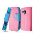IMAK cross leather case Button holster holder cover for Samsung i8262D GALAXY Dous - Pink
