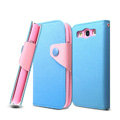IMAK cross leather case Button holster holder cover for Samsung i939D GALAXY SIII - Blue