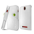 IMAK R64 book leather Case support flip Holster Cover for HTC T528t One ST - White