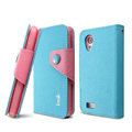 IMAK cross Flip leather case book Holster folder cover for HTC T328t Desire VT - Blue
