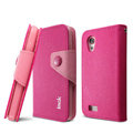IMAK cross Flip leather case book Holster folder cover for HTC T328t Desire VT - Rose