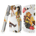 IMAK Flip Painting leather Case support Holster Cover for Samsung i939D GALAXY SIII - White