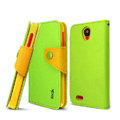 IMAK cross Flip leather case book Holster cover for Lenovo S820 - Green