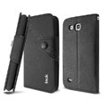 IMAK cross Flip leather case book Holster cover for Samsung I869 Galaxy Win - Black