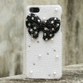 Bling Bowknot Rhinestone Crystal Cases Pearls Covers for iPhone 5C - Black