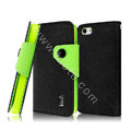 IMAK cross leather case Button holster holder cover for iPhone 5C - Black