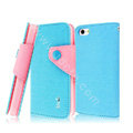 IMAK cross leather case Button holster holder cover for iPhone 5C - Blue
