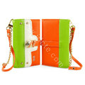 IMAK Tit color holster Wallet leather case cover for iPhone 5S - Green Orange